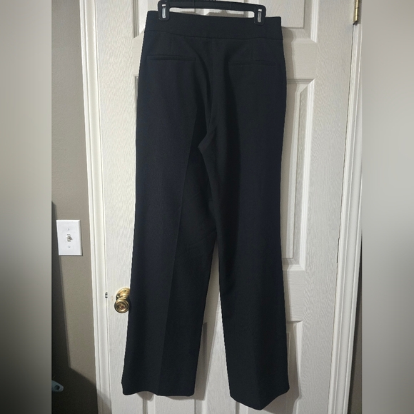 FRAME Wide Leg Zip Front Twill Trousers, Structured Black Dress Pants, Sz 10 - Picture 8 of 14